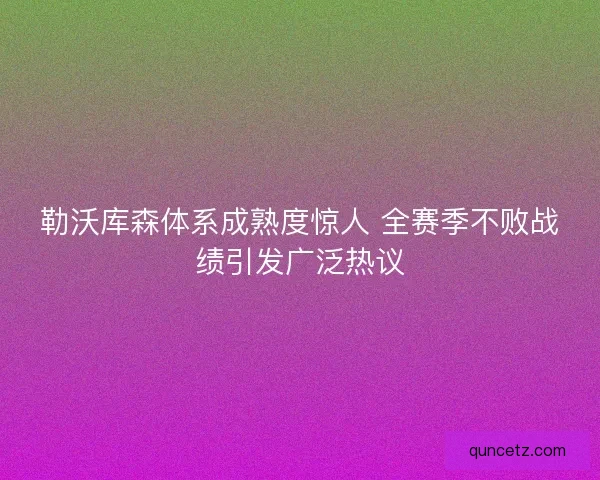 勒沃库森体系成熟度惊人 全赛季不败战绩引发广泛热议